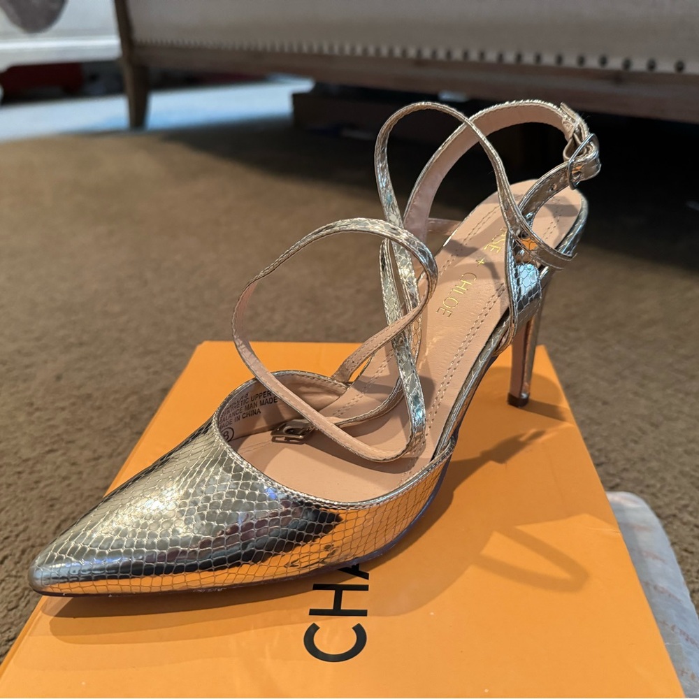 Camilla Metallic Silver Snakeskin Heels